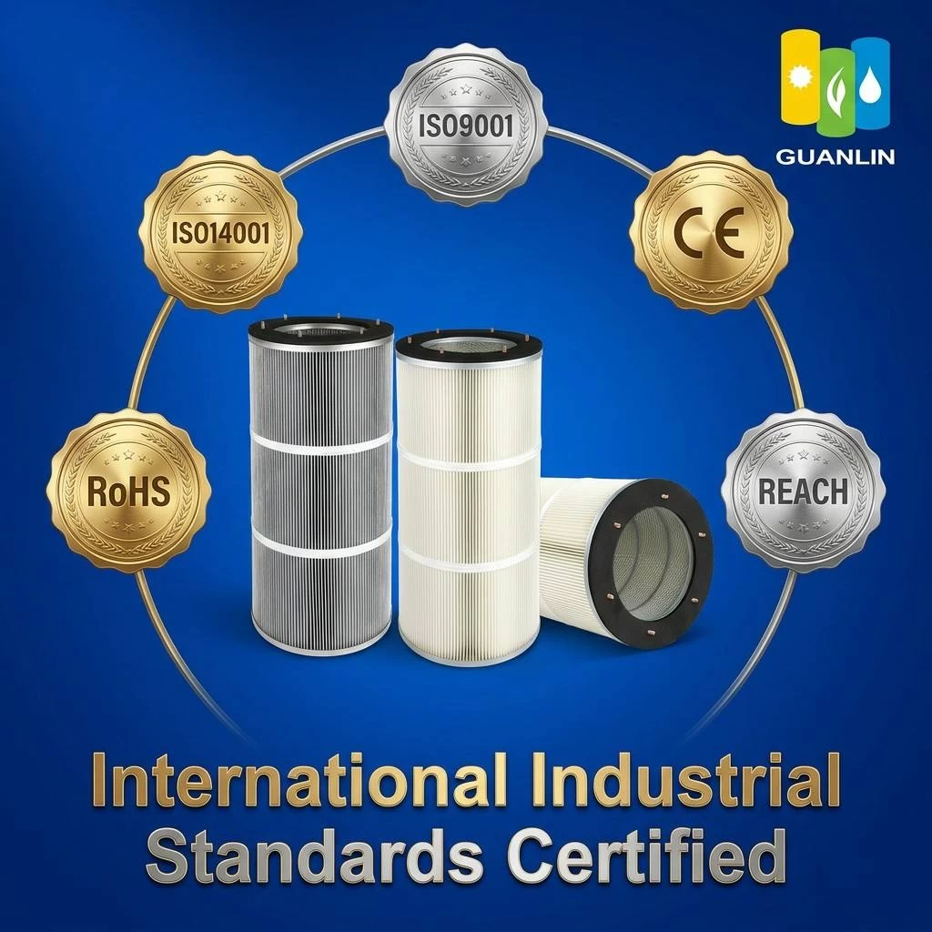 Polyester pleated dust filter cartridge high efficiency industrial dust collector filter element