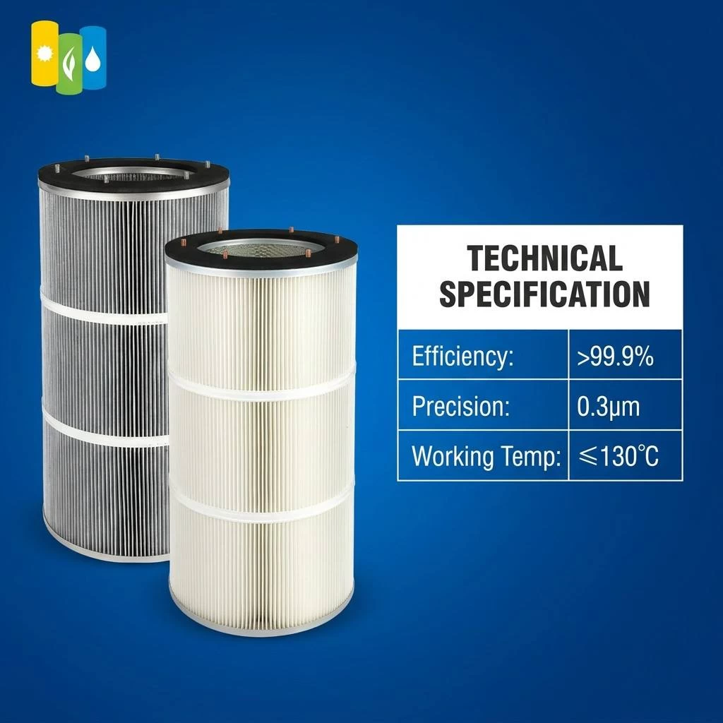 Polyester pleated dust filter cartridge high efficiency industrial dust collector filter element (view 5)