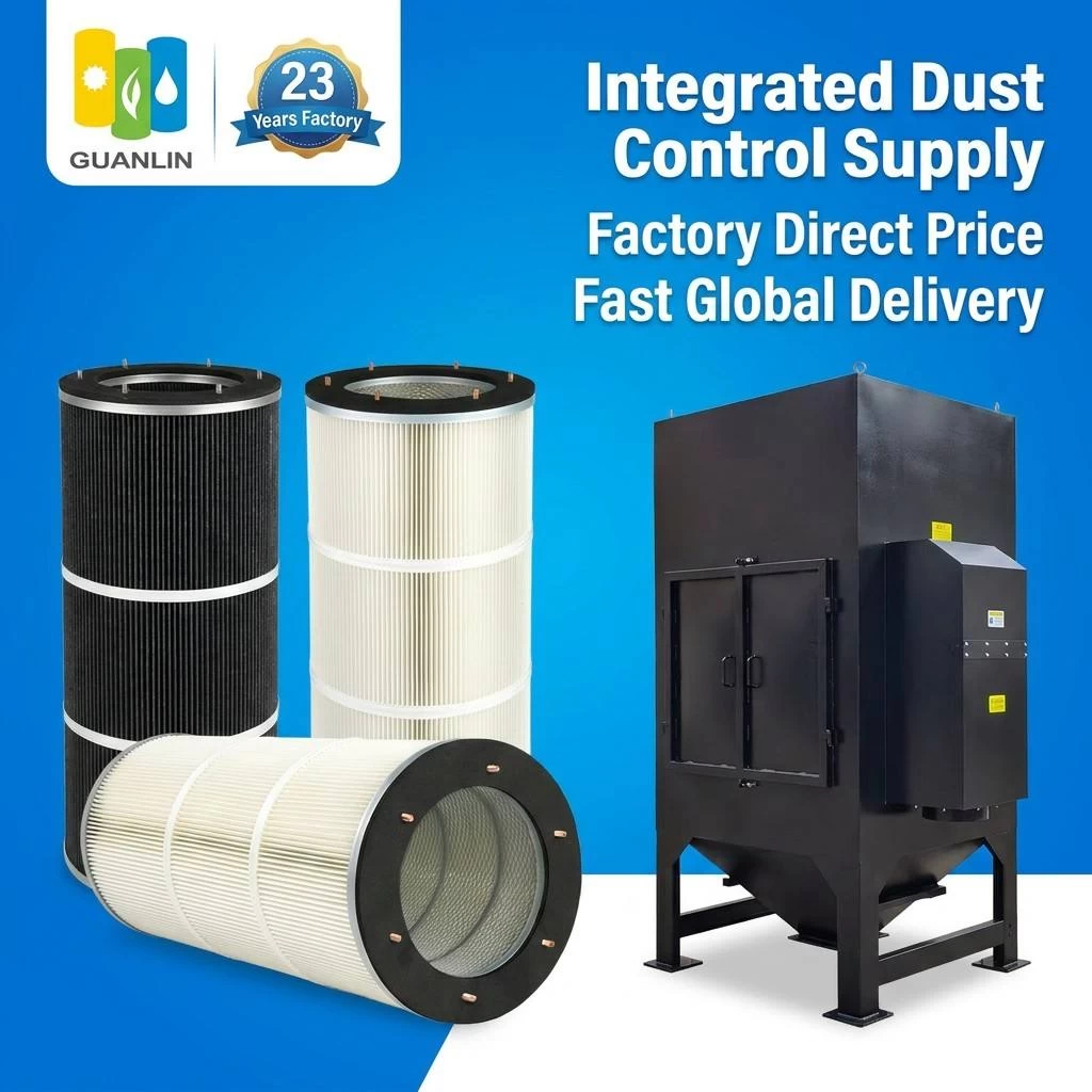 Polyester pleated dust filter cartridge high efficiency industrial dust collector filter element (view 2)