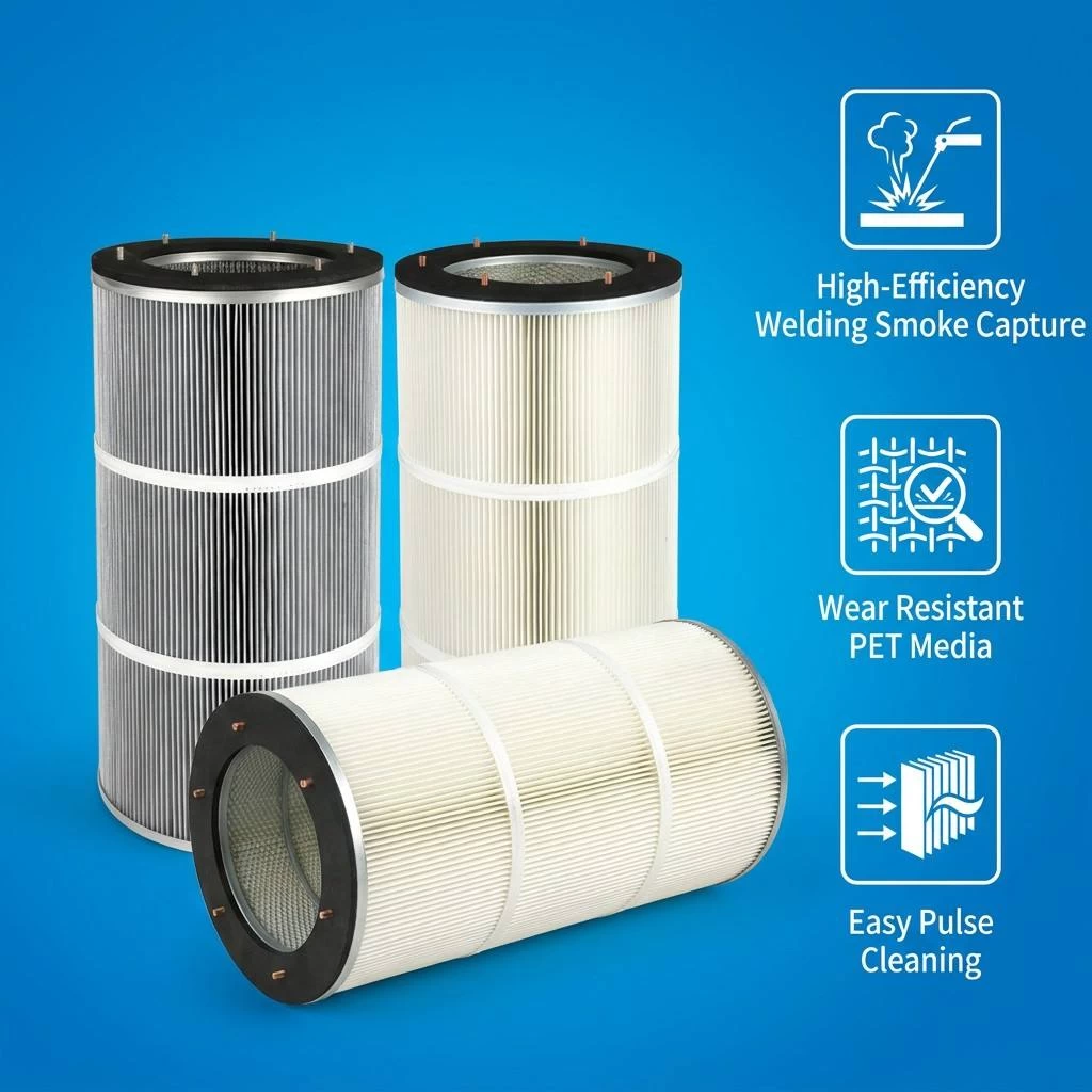 Polyester pleated dust filter cartridge high efficiency industrial dust collector filter element (view 6)