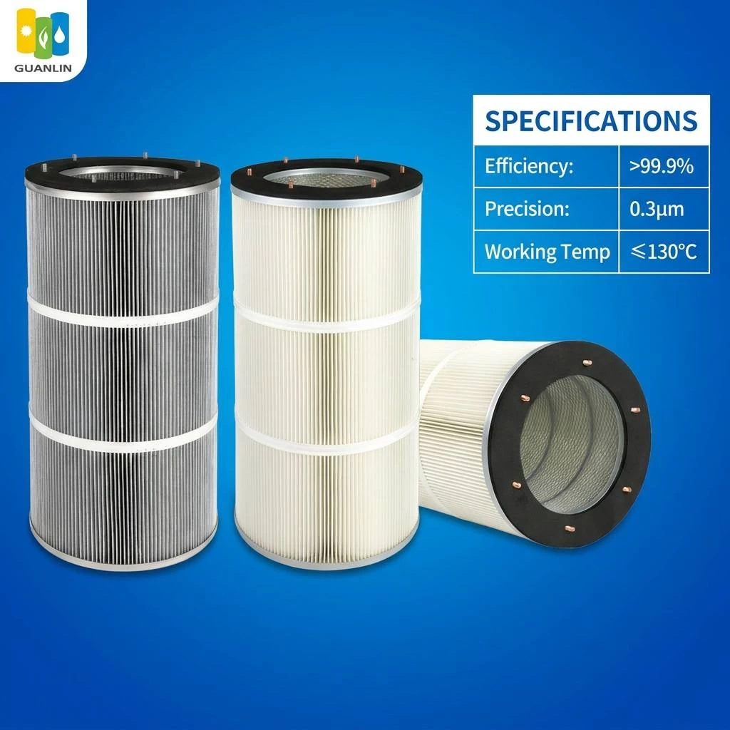 Polyester pleated dust filter cartridge high efficiency industrial dust collector filter element (view 4)