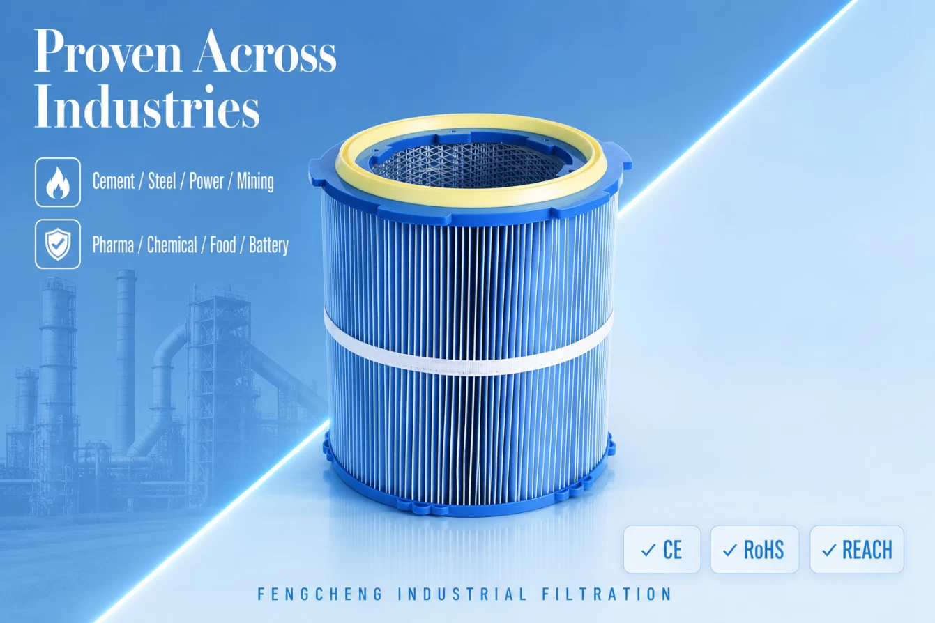 Six-ear quick-release dust filter cartridge