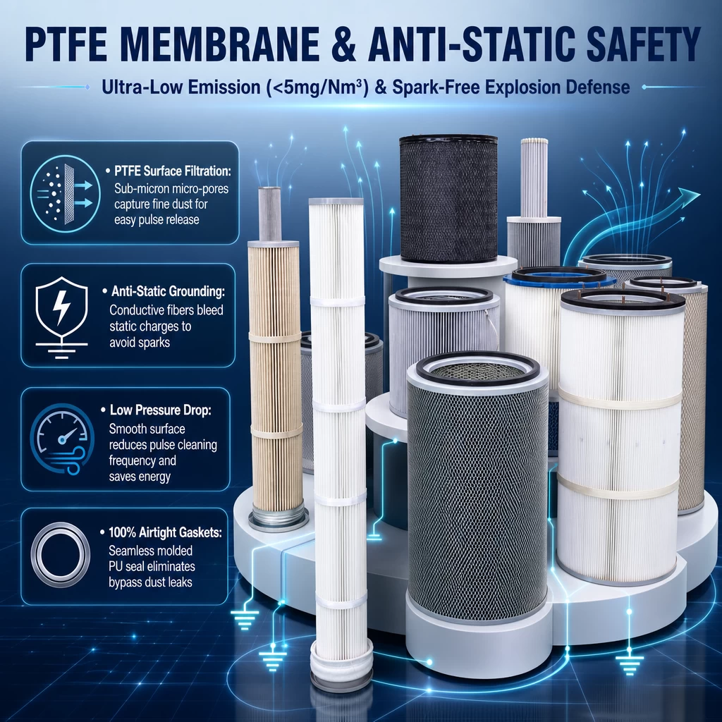 Industrial dust collector filter cartridge for heavy-duty dust collection applications (view 5)