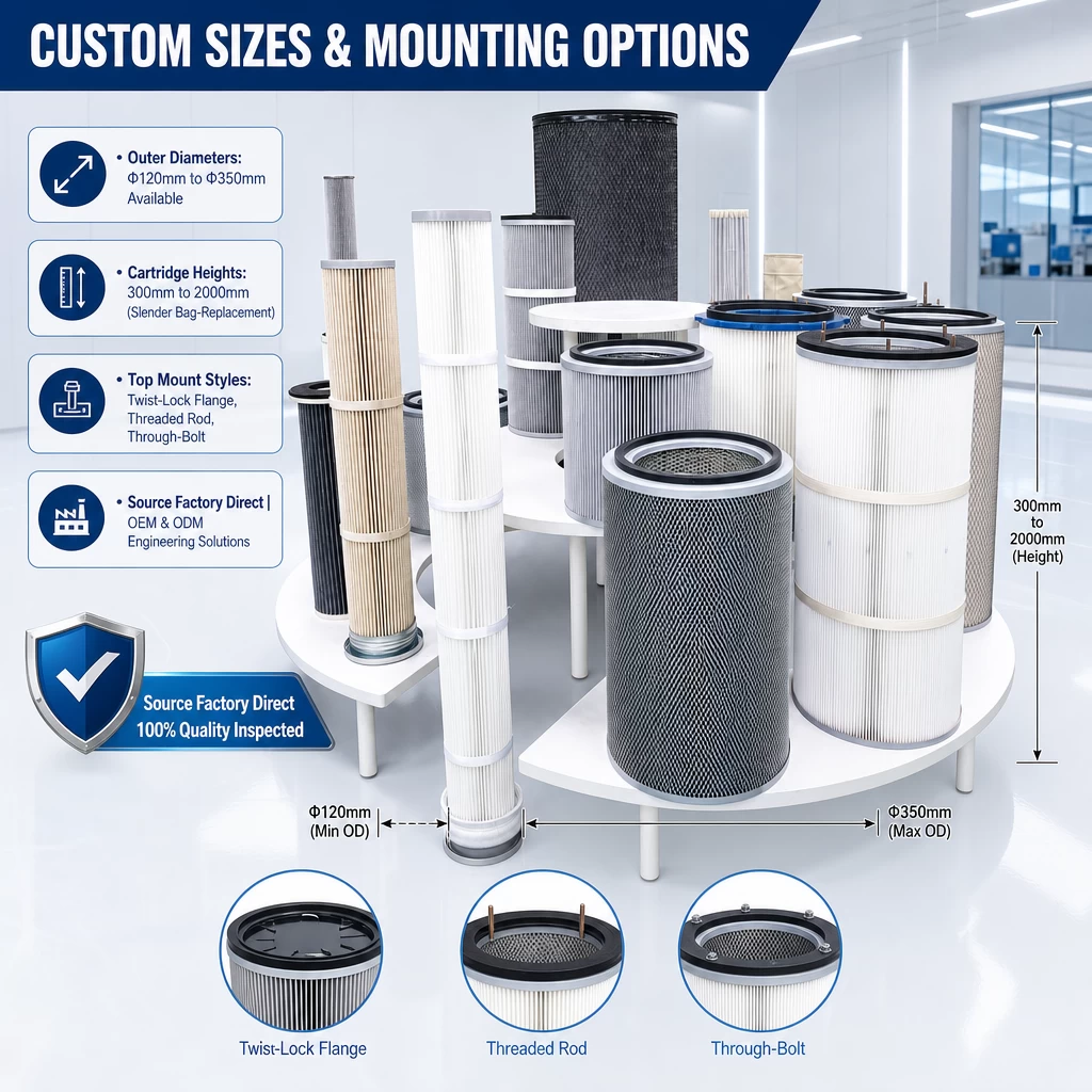Industrial dust collector filter cartridge for heavy-duty dust collection applications