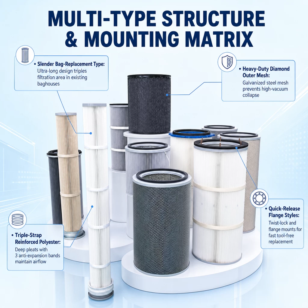 Industrial dust collector filter cartridge for heavy-duty dust collection applications (view 4)