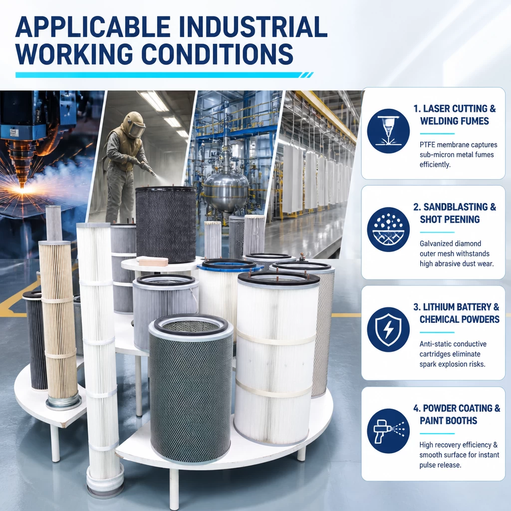 Industrial dust collector filter cartridge for heavy-duty dust collection applications (view 3)